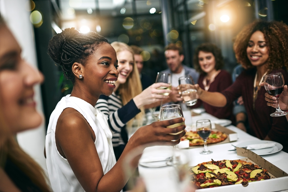 Diversity,,Dinner,And,Group,Of,People,Toast,Celebration,Together,